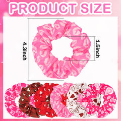 KICOSY – Ensemble de 12 chouchous Saint‑Valentin avec cœurs rose et rouge | Accessoires cheveux