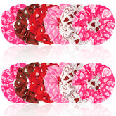 KICOSY – Ensemble de 12 chouchous Saint‑Valentin avec cœurs rose et rouge | Accessoires cheveux