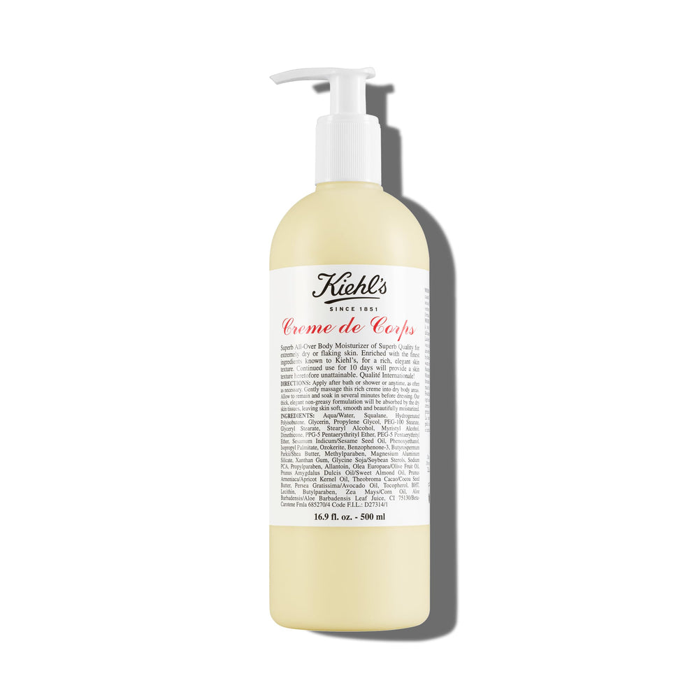 Kiehl's Crème de Corps riche, texture onctueuse et hydratation rapide pour la peau.