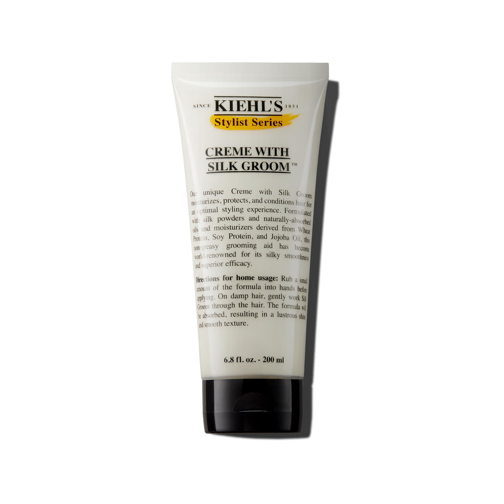 Kiehl's Crème Silk Groom – Bouteille visible pour cheveux lisses et brillants.