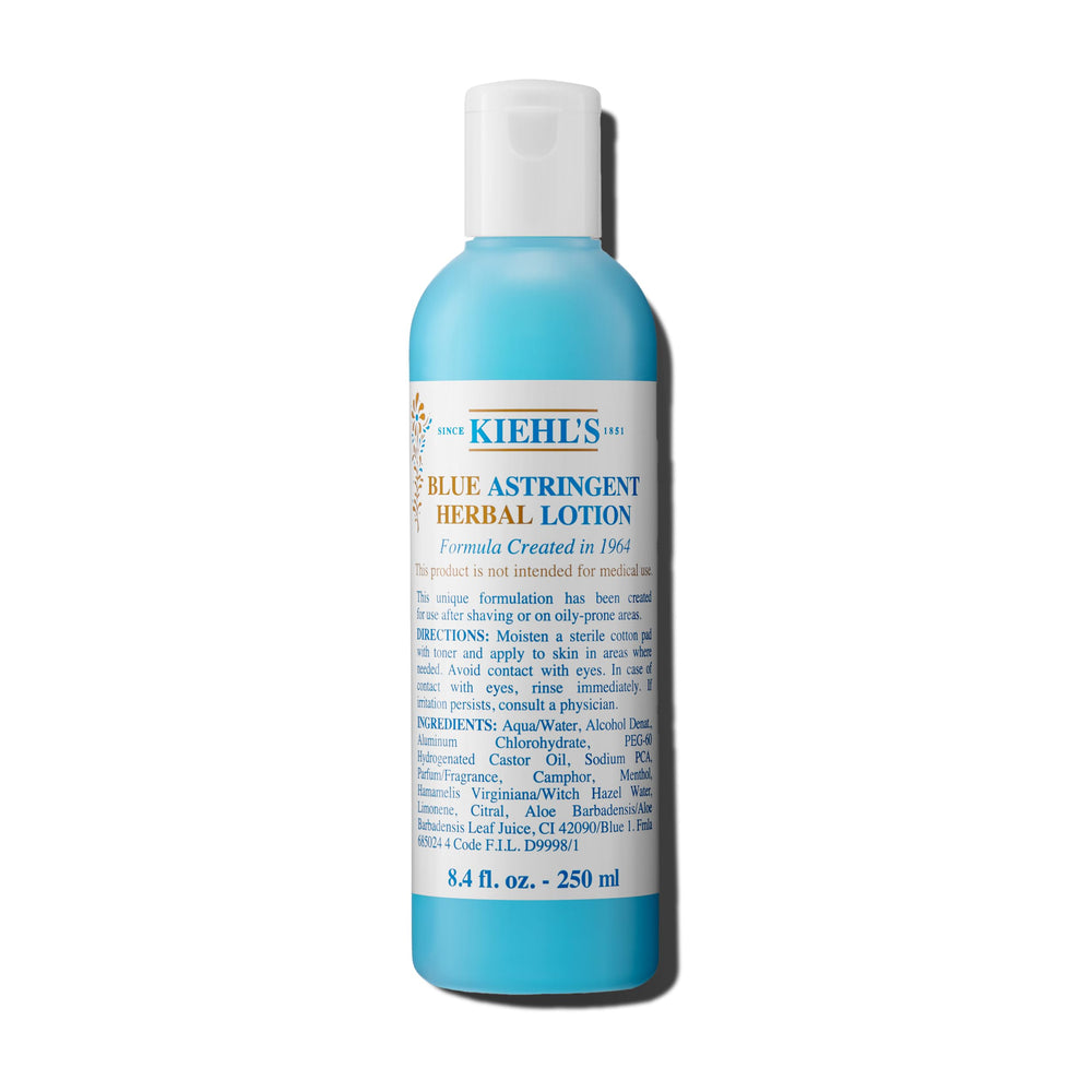 Kiehl's Lotion bleue tonique-visage pour peau grasse, purifie les zones brillantes.