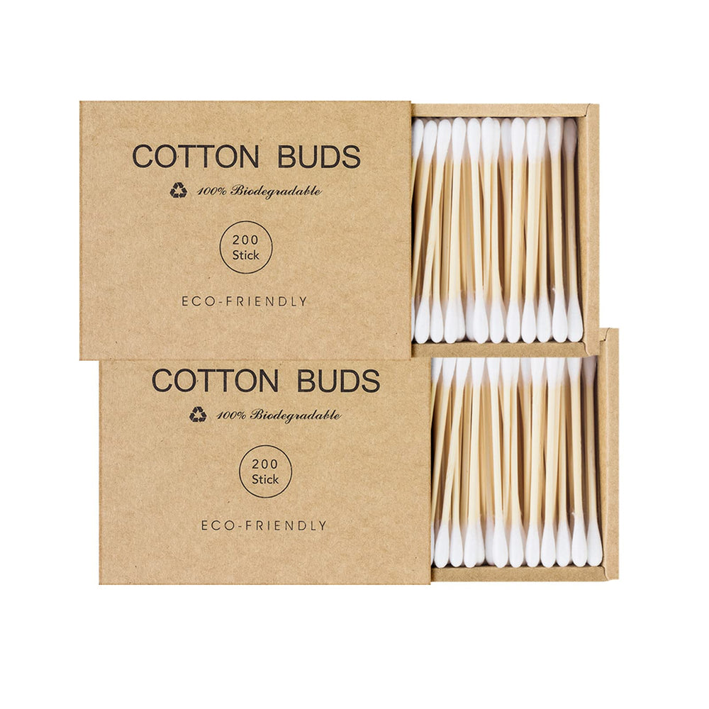 Kiemeu coton-tiges bambou avec emballage en bois, pratique et écologique.