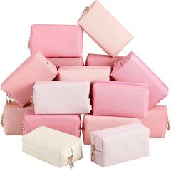 Pochette Kigeli en PU cuir rose brillant, idéale pour maquillage en déplacement.