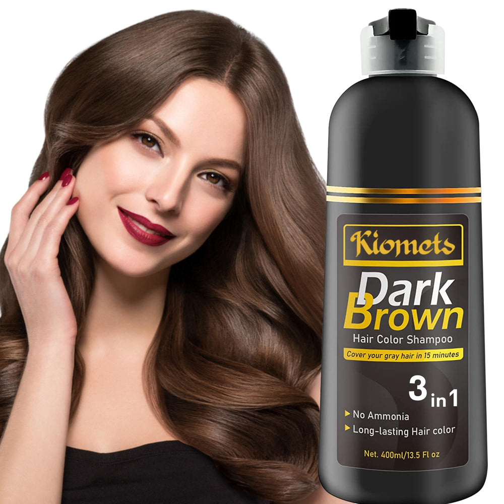 KILOMETS Dark Brown Color Shampoo bottle pour provides quick grey coverage.
