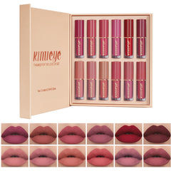 KIMIEYE ensemble rouges à lèvres mats 12 couleurs, fini velouté et durable.