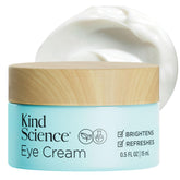 Kind Science Crème Yeux — bouteille élégante montrant l'hydratation du contour des yeux