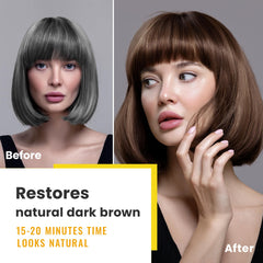 Application rapide pour coloration brun foncé directement sur les cheveux.