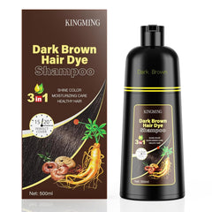 KINGMING Shampoing colorant brun foncé en bouteille prêt à l'emploi.