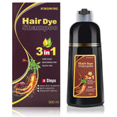 KingMing shampoo colorant brun foncé – bouteille 500 ml prête à l’emploi, couverture grisonnement.