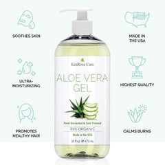 Gel Aloe pur KinRose, texture claire, soin cheveux et peau sans parfum.