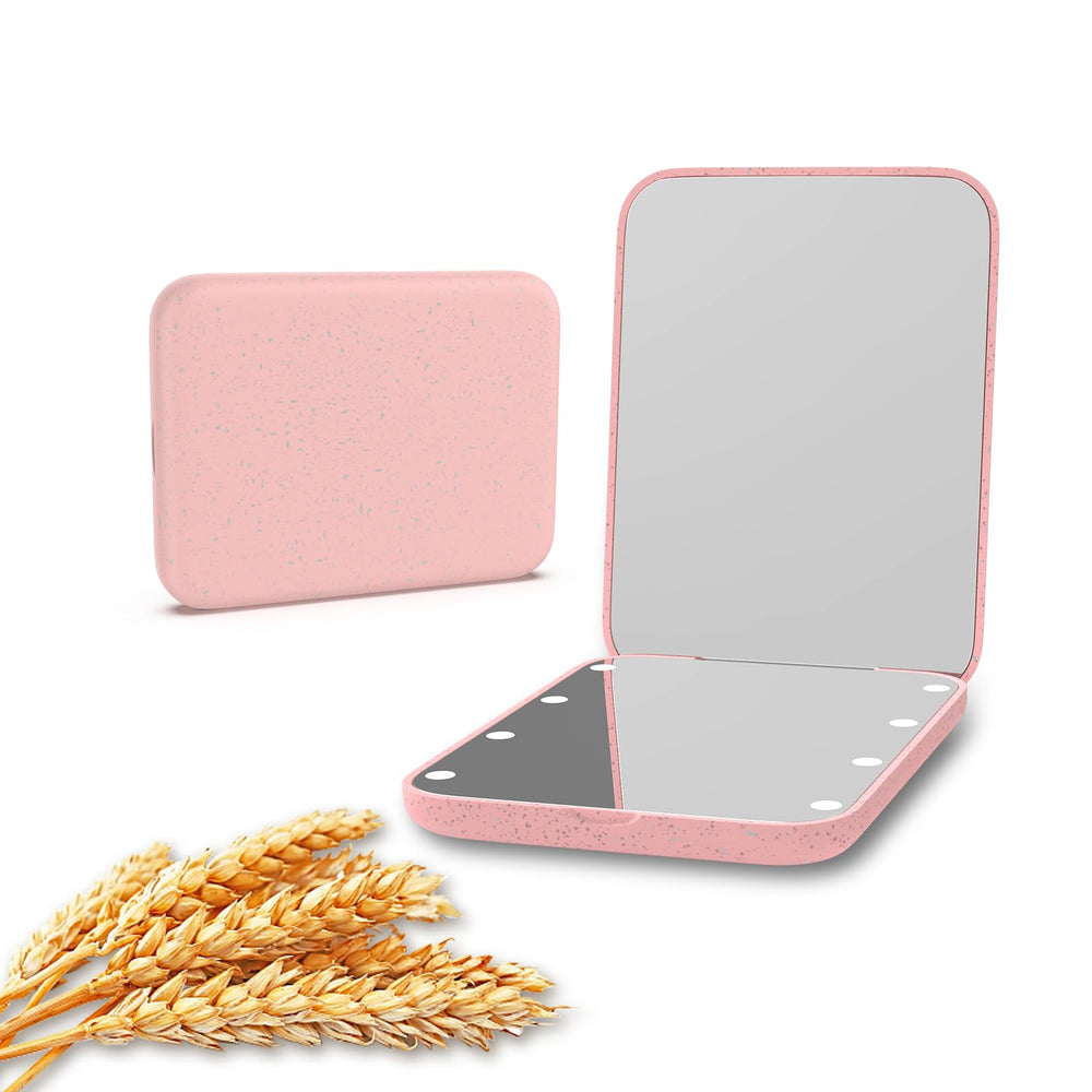 Kintion miroir de poche en paille de blé 1x3x: pratique en déplacement.