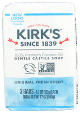 Kirk's Savon Castille Original - bouteille-4oz, soin quotidien doux et hypoallergénique.