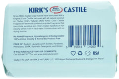 Kirks Coco Castille sans parfum, barre de savon adaptée au quotidien.