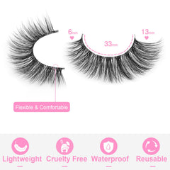 Kiromiro cils faux design 3D croisé, regard œil-de-chat pour plus de volume