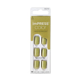 KISS ImPRESS Color Sans Colle Mani sur ongles olive-verte, brillance durable