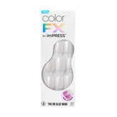 KISS imPRESS Color FX Blanc scintillant sur ongles courts, facile à poser et rapide