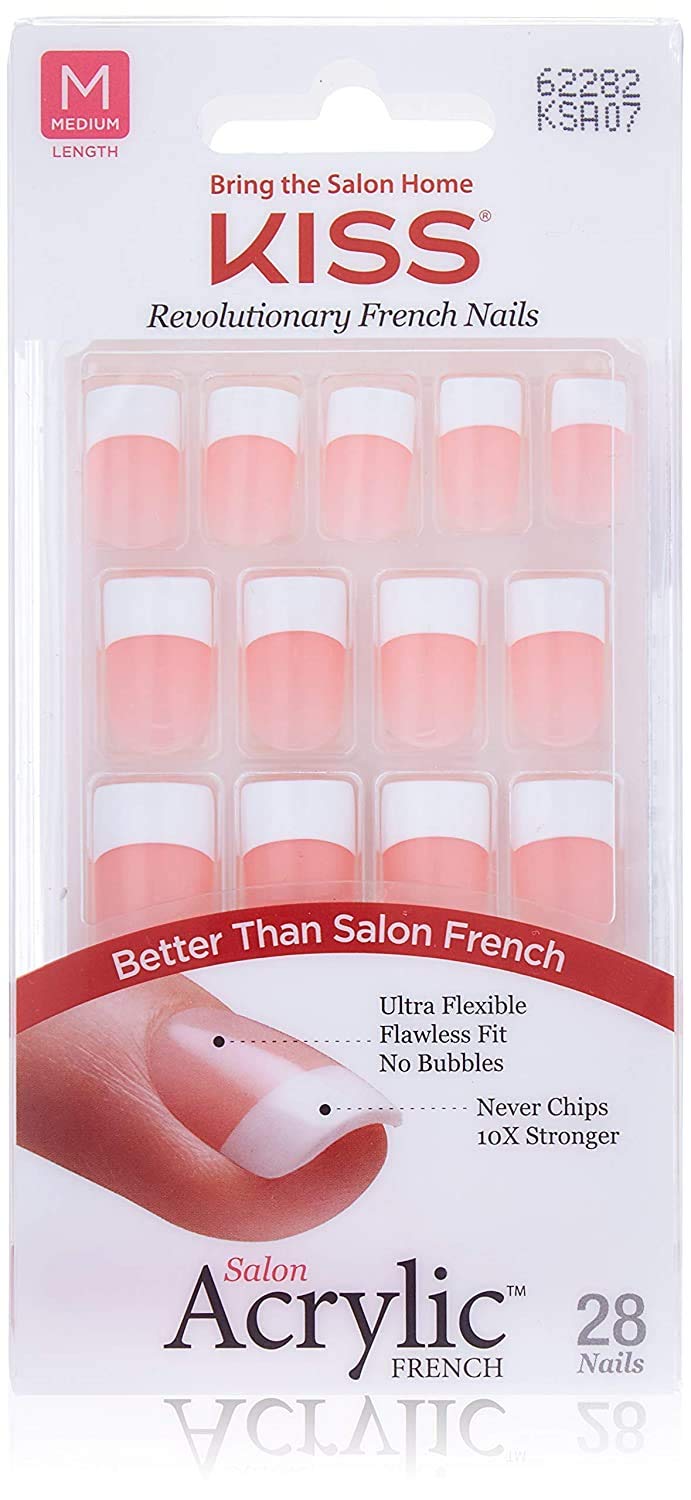 Kiss Kit Acrylique Salon Français avant-après net pour une manucure élégante