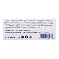 Emballage sans cruauté et recyclable Kiss My Face Savon Olive Aloe.