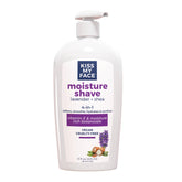 Kiss My Face Moisture Shave – bouteille présentant un emballage hydratant pour le rasage.