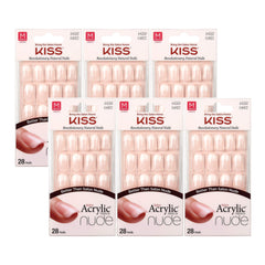 KISS Ongles acryliques couleur naturelle, image boîte 28 pièces, kit pratique et rapide.