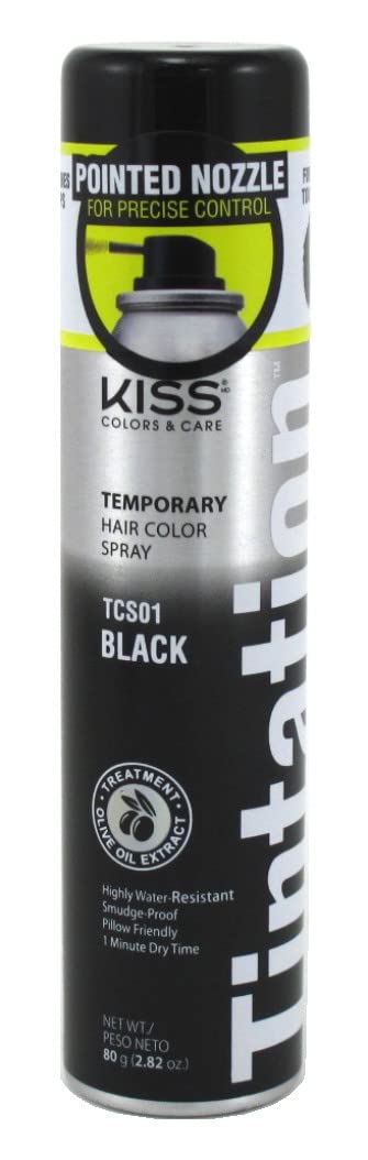 Kiss Tintation noir, lot de 3 bouteilles, couleur temporaire facile à appliquer.