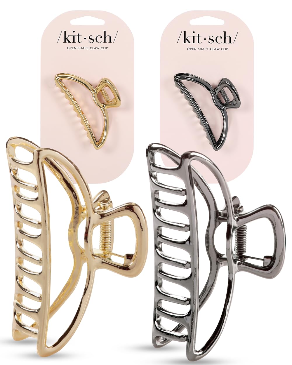 Clip Kitsch en métal doré, tenue durable pour cheveux au quotidien.