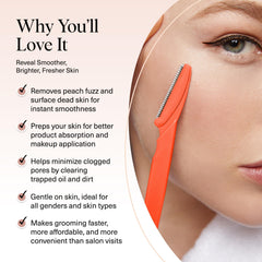 Kitsch Dermaplane Exfoliation Douce Visage — élimine poils fins et cellules mortes.