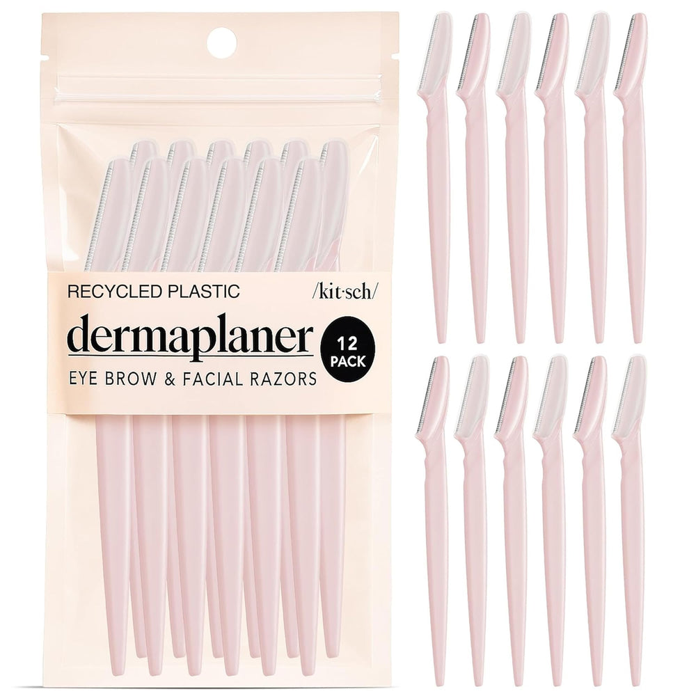 Kitsch Dermaplane Rasoir Visage, focus visage, exfoliation légère pour peau lisse et prête au maquillage.