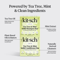 Kitsch duo-shampoing-conditionneur-solide offre une routine clarifiante légère.