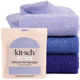 Kitsch éponges africaines en lot bleu océan pour exfolier en douceur