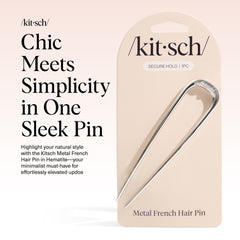 Kitsch épingle-cheveux métal Français argent détail embout lisse pour coiffage sans accrocs.