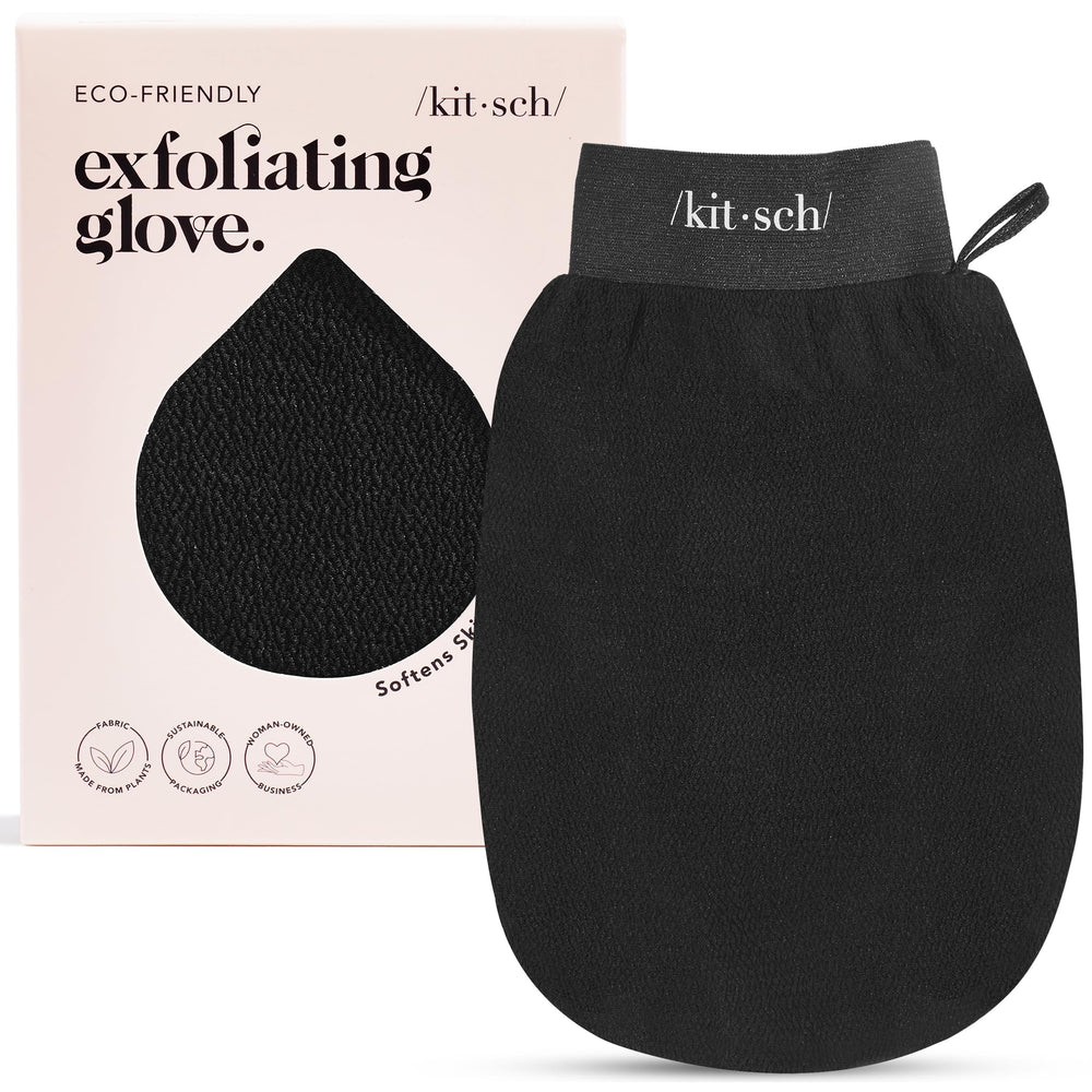Gant exfoliant Kitsch en action sur le corps pour peau plus lisse