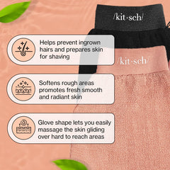 Gants exfoliants Kitsch terre cuite pour peau douce et revitalisée.
