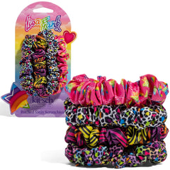 Chouchous Lisa Frank x Kitsch satin Léopard arc-en-ciel, ensemble chic et pratique.