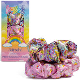 Kitsch Lisa Frank satin bleu scrunchies, maintien doux sans tiraillement.