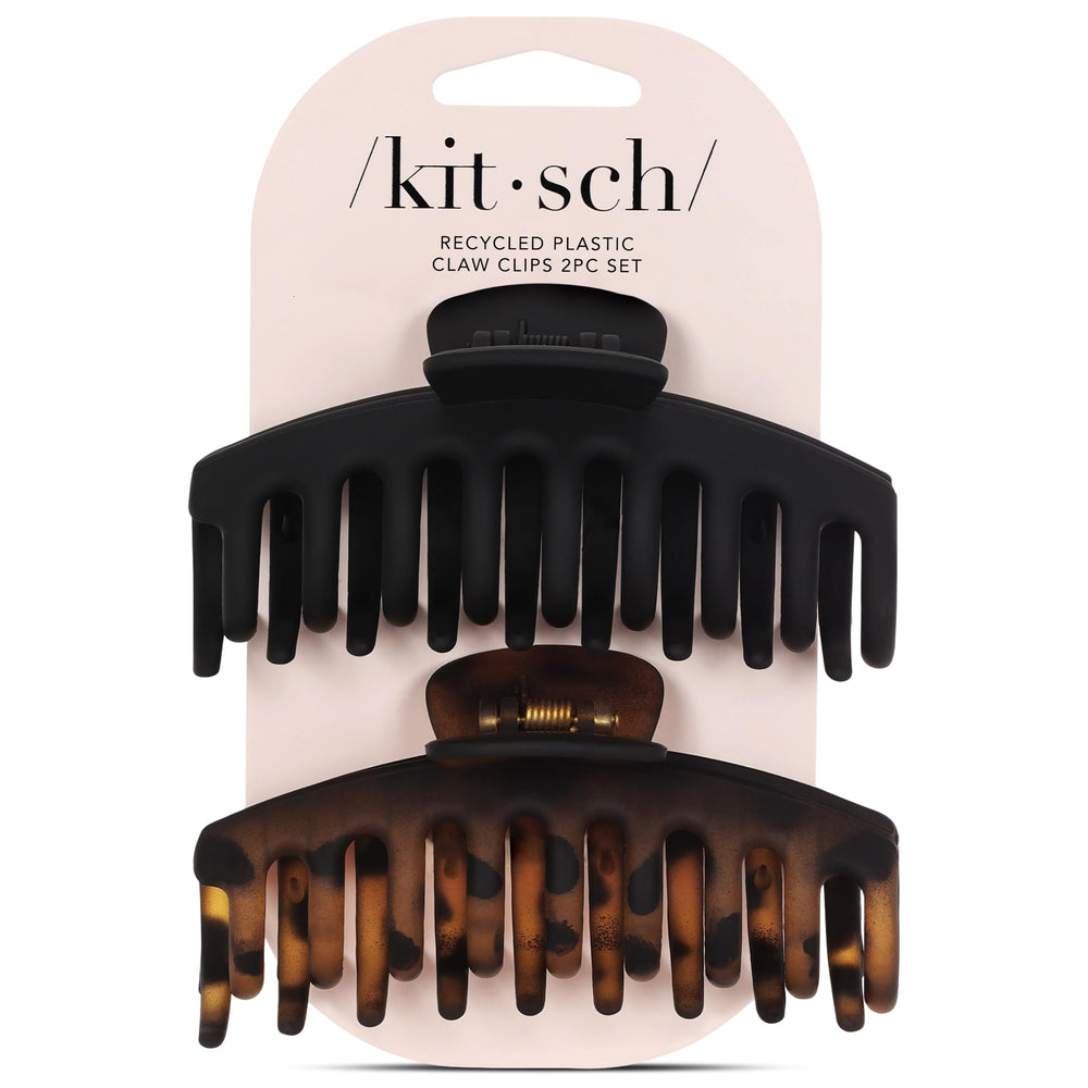 Clip Kitsch noir en plastique recyclé, maintien fiable.