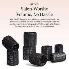 Kitsch rouleaux thermiques ceramique noir taille grande pour boucles prononcées sans chaleur.