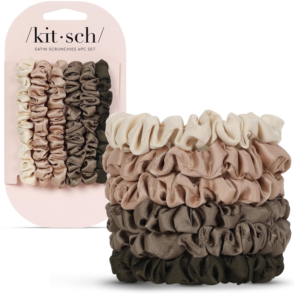 Kitsch scrunchies satinés ultra-petits Éucalyptus, douceur qui réduit les tiraillements capillaires.