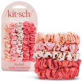 Kitsch Satin Scrunchies – assortiment cerisier, 5 pièces pour cheveux de tous types.