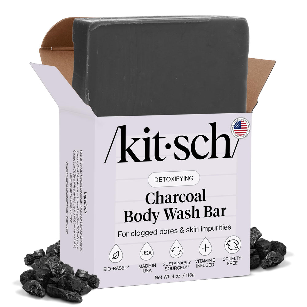 Kitsch Savon Charbon Barre Douche – emballage élégant et pratique pour votre routine.
