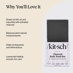 Kitsch Savon Charbon Barre Douche – utilisation polyvalente pour hommes et femmes.