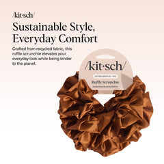 Kitsch Scrunchie satin recyclé en queue de cheval rapide et sans tiraillement.