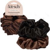 Kitsch scrunchies satin recyclé oversize noir, douceur et tenue sans tirer.