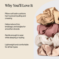 Kitsch scrunchies satin rose – toucher doux pour un usage quotidien.