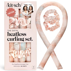 Kitsch set boucles satin teinte coucher de soleil sans chaleur pour boucles douces.