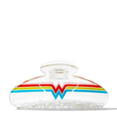 Clip Kitsch Wonder Woman transparent, maintien durable pour cheveux volumineux.