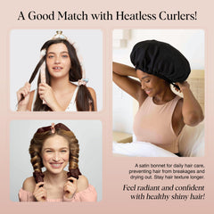 Bonnet satin Kitsch XL réduit les frictions nocturnes et préserve les cheveux.