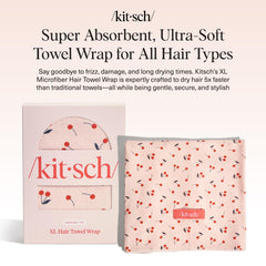 Kitsch XL wrap anti-frisottis en microfibre pour cheveux bouclés et lisses.