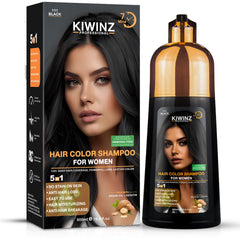 Kiwinz Professional Hair Color Shampoo bottle front with 5-in-1 color features.