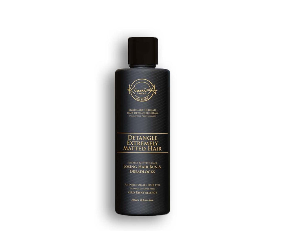 KizaiaCare Démêlant, aperçu bouteille, démontrant une texture fluide et douce pour démêler sans douleur